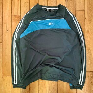 Y2K Starter Pullover Men's Large Blue Gray Long Sleeve Running Training